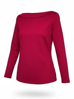 Talbots Petites Hot Pink 100% Cotton Boat Neck Long Sleeve Top Size MP